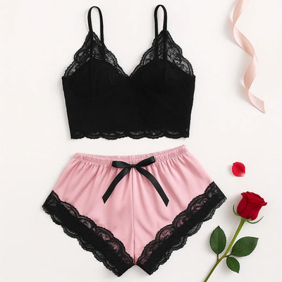 2 Piece Pyjamaset Black & Pink